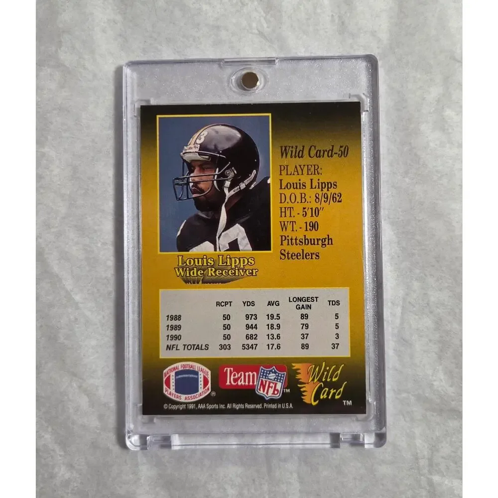 Wildcard 1991 NFL Louis Lipps Rare #50 Pittsburg Steelers Trading Card NM